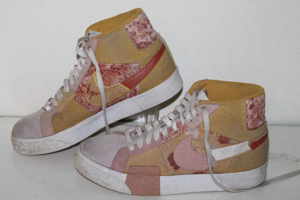 Nike SB Zm Blazer Mid Prem Casual Sneakers, DN0859-700,Sanded Gold,LEA, Mens 6.5